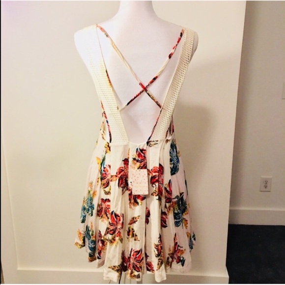 Free People NWT White Floral Mini Cross Back Dress - Picture 8 of 8